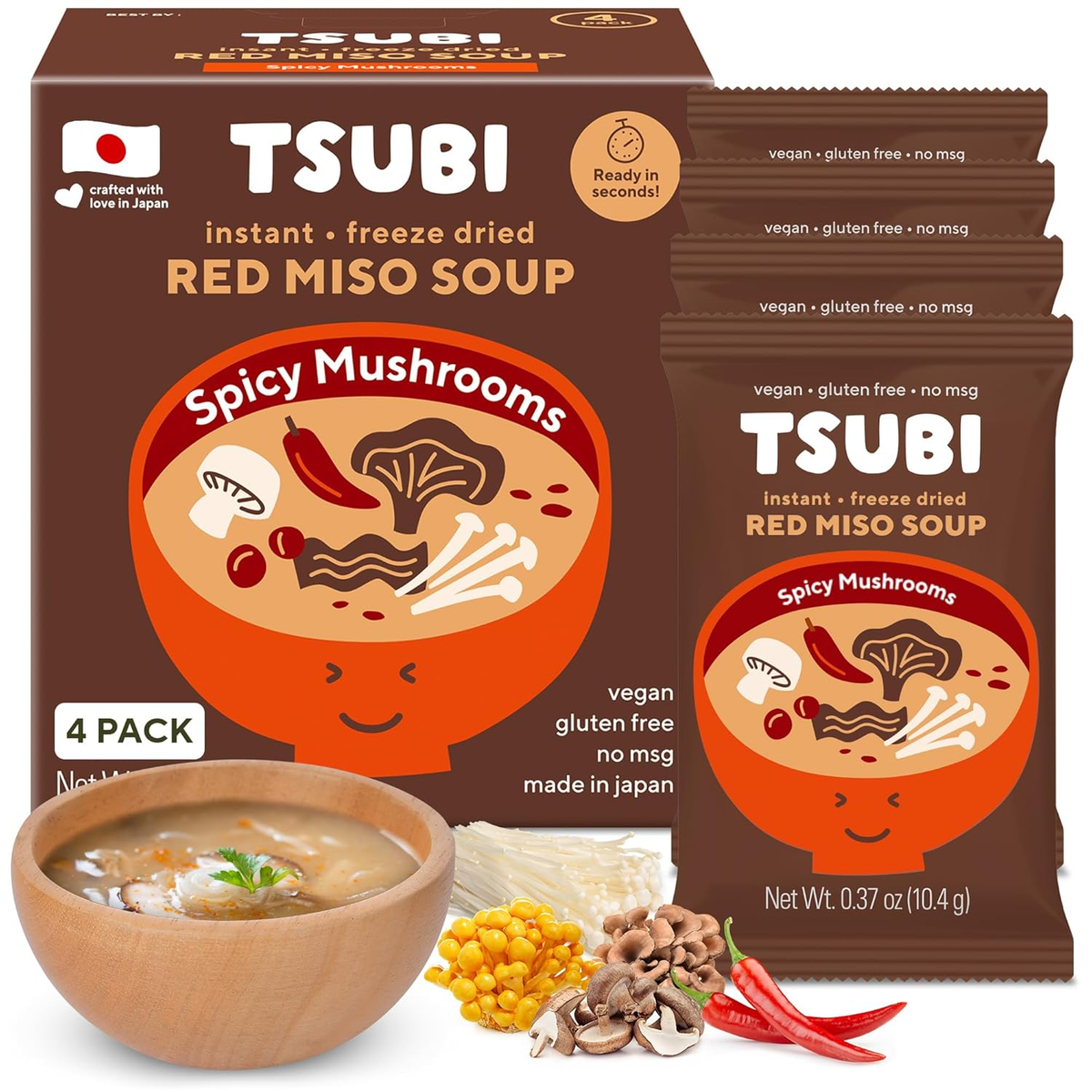 Freeze-Dried Japanese Miso Soup Packets - Instant, Vegan, Easy Mix