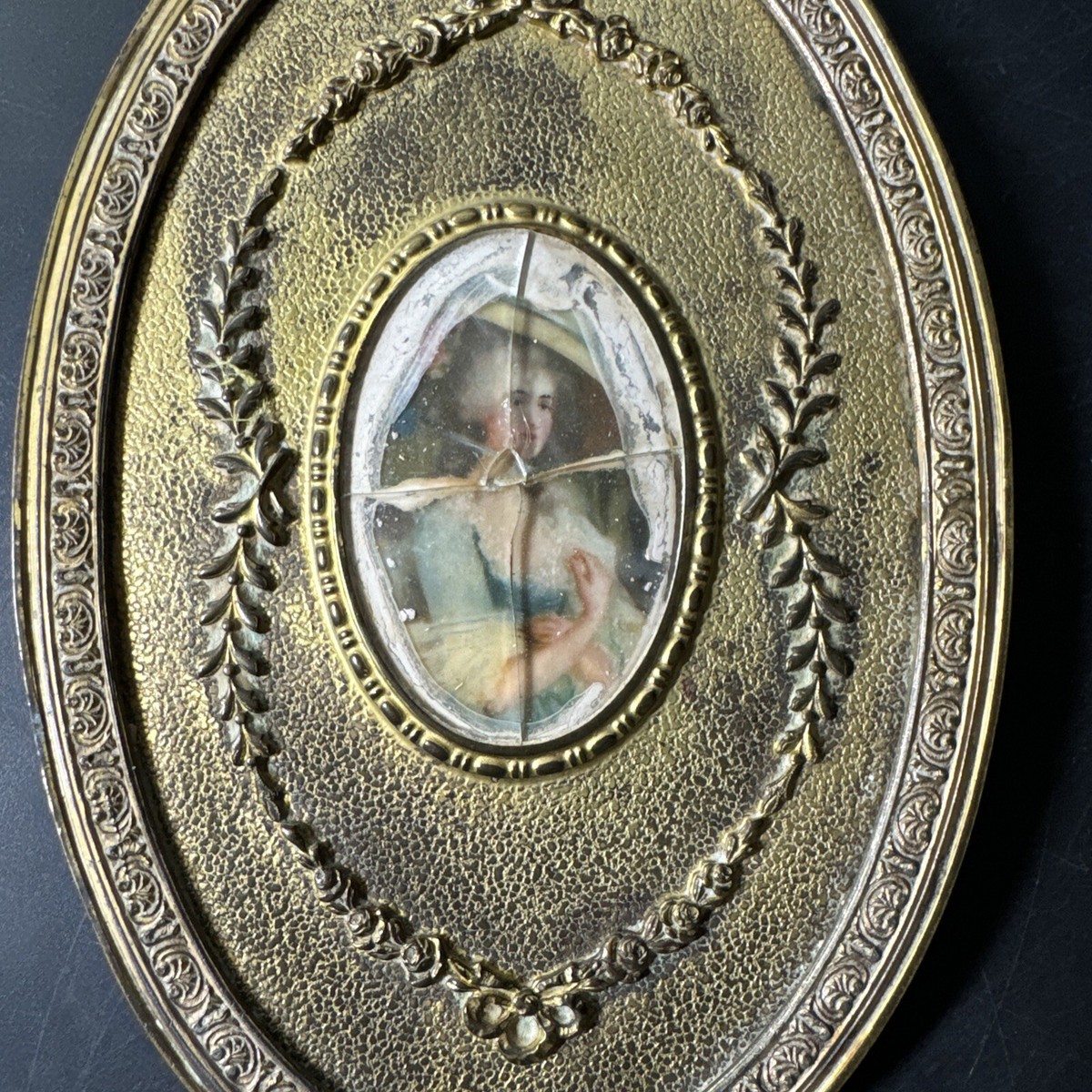 French Hand Mirror With Portrait Vintage Antique | eBay