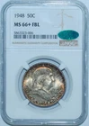 1948 NGC MS66+FBL CAC Full Bell Lines Franklin Half Dollar