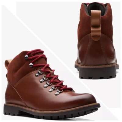 Clarks PLUS WATERPROOF Westcombe Hi British Tan Leather Boot Men UK-8.5 G 42.5 M