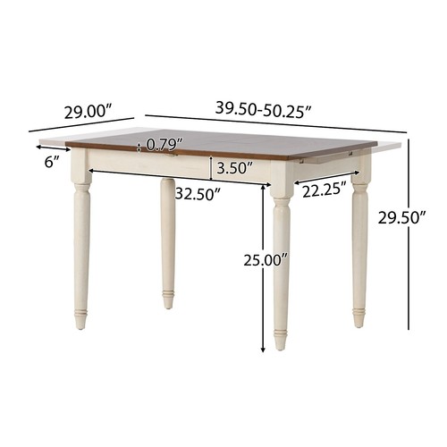 Mid-Century Bronwen Rustic Extension Dining Table, Dark Oak and Cream Wood - Picture 3 of 8