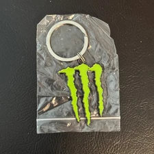 Monster Energy Drink Keychain Key Ring Green Logo Metal Enamel Swag Brand New