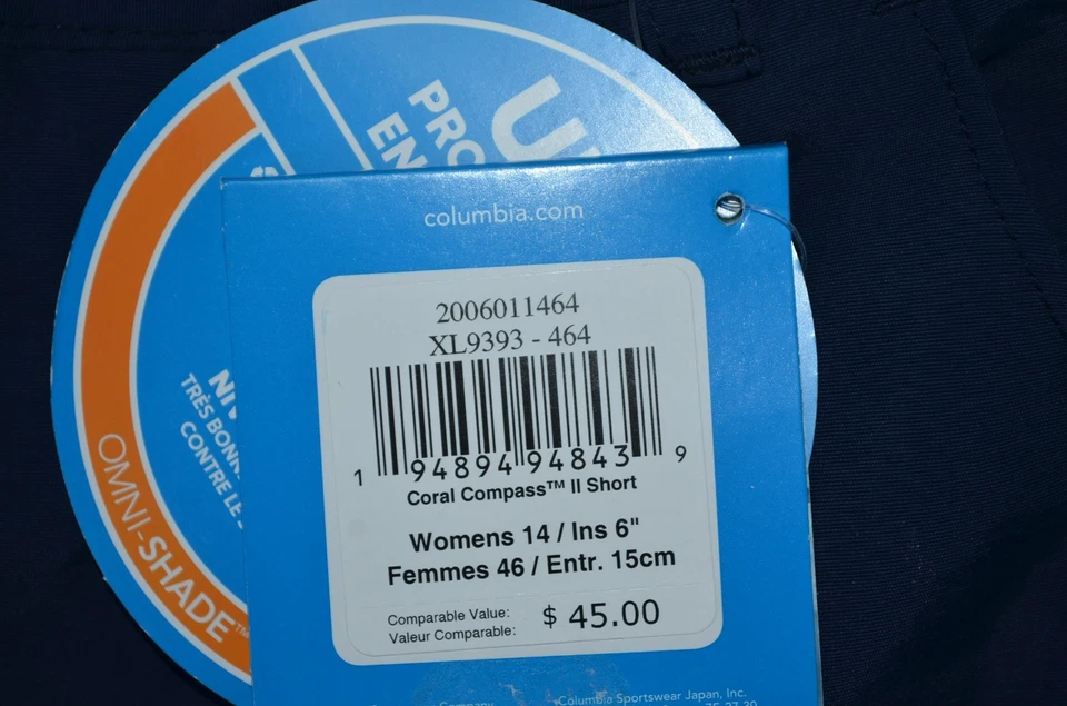 Columbia Coral Point III Shorts 5" Women's Size 14 PFG Omni-Shade NEW Blue $45 - Image 3 of 4
