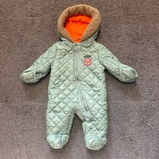 Tahari Infant Boys Green Puffer Snowsuit Footed Hooded 3/6M