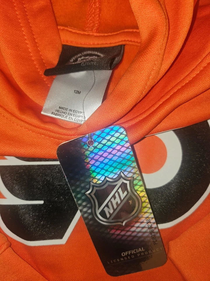 NHL Philadelphia Flyers Orange Sweatshirt Hoodie Youth Size 12 months NWT - Image 3 of 4