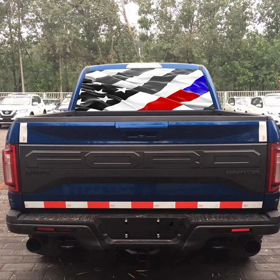 AMERICAN Flag Red & Blue Thin Line Rear Window Graphic Decal PICK-UP TRUCK - Изображение 4 из 4