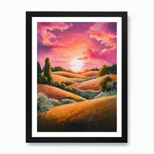 Sunset In The Countryside 2 Art Pri Framed Wall Art Poster Canvas Print Picture