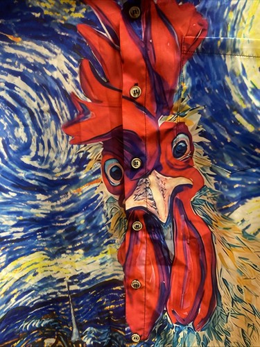 Royaura Hawaiian Men's L Shirt Funny ROOSTER Novelty Short Sleeve Pocket ERHS - Picture 3 of 4