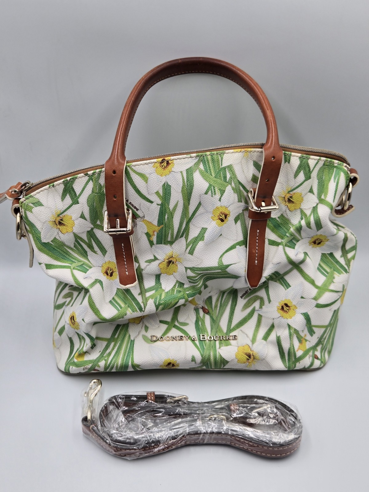Dooney & Bourke Floral Women's Satchel with Gold Hardware and Detachable Strap