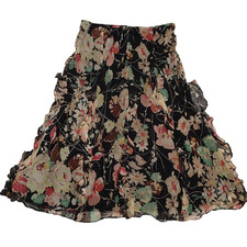 Lauren Ralph Lauren 100 Silk Multicolor Ruffled Skirt Size L