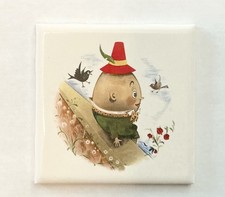 Vintage Humpty Dumpty Nursery Rhyme Tile 4 1/4 X 4 1/4 Baby Decor Ceramic