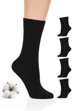 Hugh Ugoli Women's Cotton Crew Socks  Plain Color, 6-9, 01- Black 4 Pairs 
