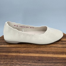 Skechers Cleo Ballet Flats Women s 9 Ivory Slip On Stretch Knit Comfort Shoes