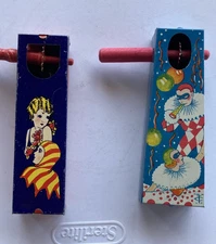 Two Vintage 1920's Tin Noisemakers, Wooden Hand Cranks, Kirchhoff and T. Cohn