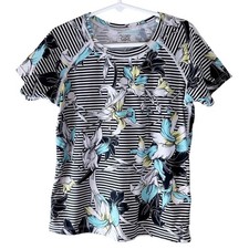 ATHLETA Girl Floral Stripe Rash guard Size 8-10