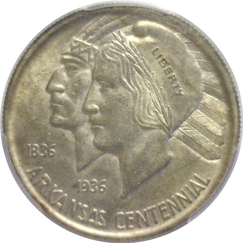 1938 50C Arkansas Commemorative Half Dollar PCGS MS-66 - Picture 2 of 3