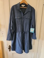 Coolibar Shirt Dress XXL Blue UPF50+ button Down New NWT Travel
