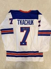 Autographed/Signed Brady Tkachuk USA 2026 Olympics Gold White Jersey JSA COA
