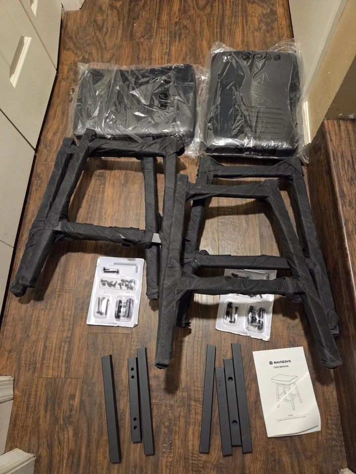 Counter Height Bar Stools Set of 2, 24 Inch Barstools for 2 Pack All Black 02 - Image 4 of 4