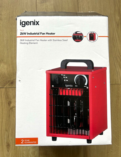 Igenix IG9302 2kW Industrial Fan Heater - Red - New & Tested (Opened Box)