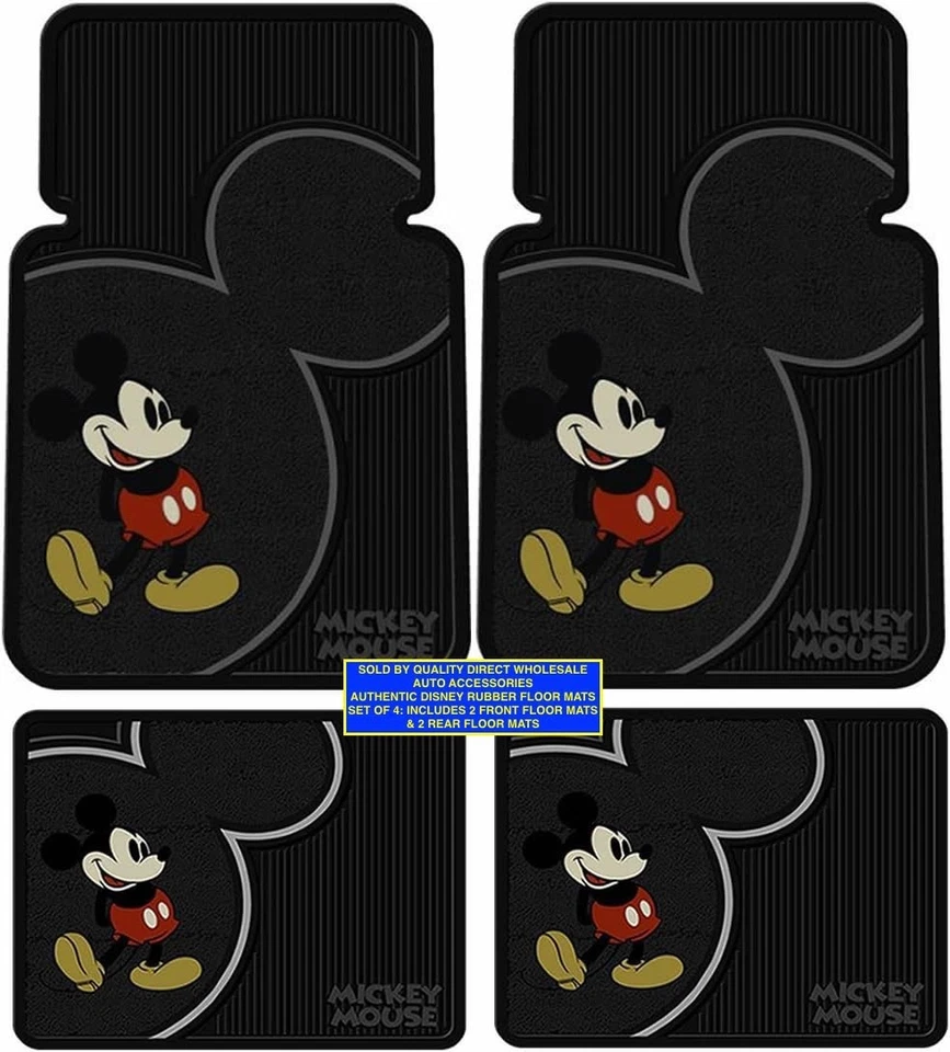 4 Piece Floor Mats Mickey Mouse Disney Authentic Best Gift All Weather Durable - Imagem 2 de 4