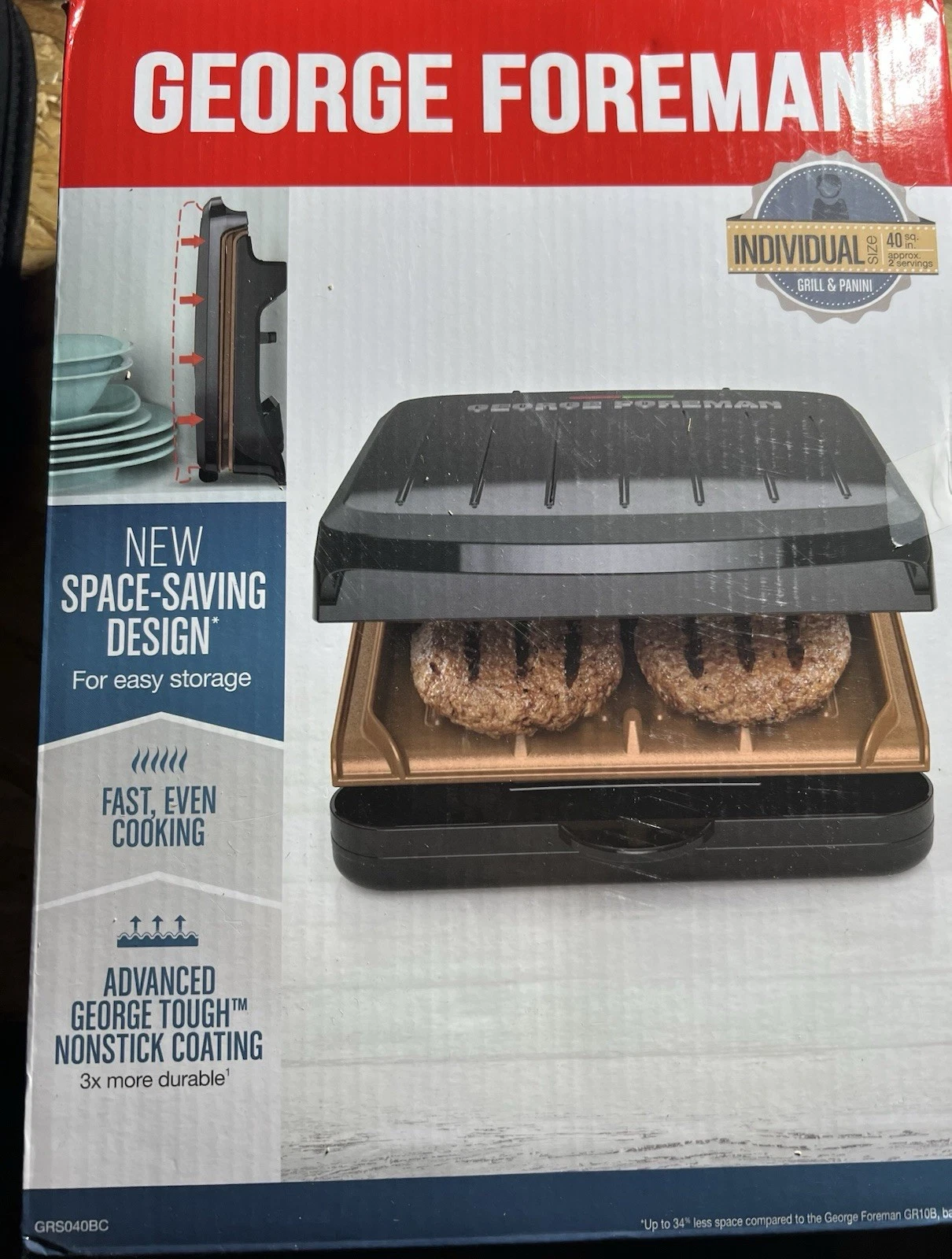 🔥 GEORGE FOREMAN Classic Indoor Grill Panini Steaks Burgers Nonstick NIB NEW