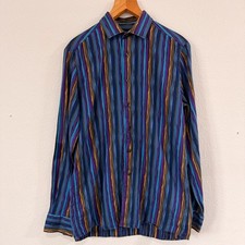 Duchamp Striped Long Sleeve Shirt Blue Purple Size 15.5