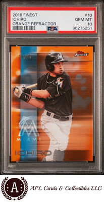 2016 Topps Finest - Ichiro Suzuki #10 Orange Refractor /25 2016 Topps Finest - Ichiro Suzuki #10 Orange Refractor /25