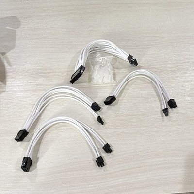 White Sleeved PSU Extension Cable Kit 30cm ATX 24-Pin CPU 4+4 PCI-E 6+2