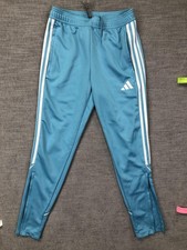 Adidas Pants Womens Small Blue Aeroready 3 Stripes Tapered Track Joggers