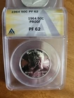 1964 Proof Kennedy Half Dollar  ANACS PF62