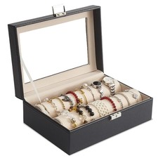 Bracelet Holder Display with Clear-Lid Case and 2 Rods, Jewelry Organizer Box...