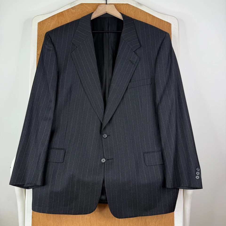 Костюм мужской Louis Roth 46R серый в тонкую полоску на 2 пуговицах 100% шерсть холст брюки 34x30 - Изображение 2 из 4
