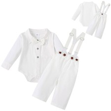 Baby Boy Christening 2pcs Overalls Photography Baptism Outfit Wedding Formal