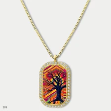 Gorgeous Colorful Tree of Life Pendant Necklace Chain Picture Dog Tag Chain Gift