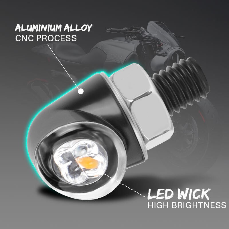 Motorcycle Mini LED Turn Signals Indicators Running Blinker Amber Light With E Mark Handle Grip Lamp For Harley Softail Touring - Foto 7