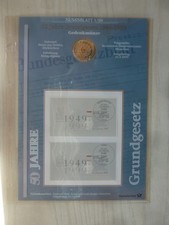 -Numisblatt 1/99-50 Jahre Grundgesetz-10 Mark Münze D-10 er Bogen Briefmarken