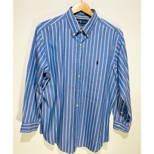 Ralph Lauren shirt classic fit button down long sleeve blue strips men's 16.5