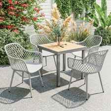 Garden Chairs Set of 4, Garden Dining Chairs with Diamond Back and Arms