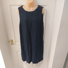 M&S Collection Navy Blue Linen Blend shift Dress Sleeveless  UK 18 