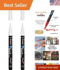 White Acrylic Paint Pens 2 Pack Extra Fine Tip Waterproof Permanent Markers