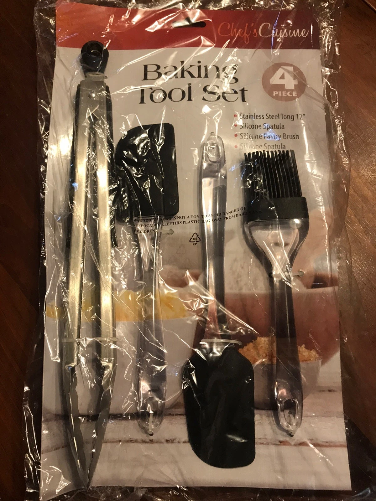 Chefs Cuisine Baking Tool Set 4 Piece New Spatula, Tongs, Pastry Brush Black
Opens in a new window o