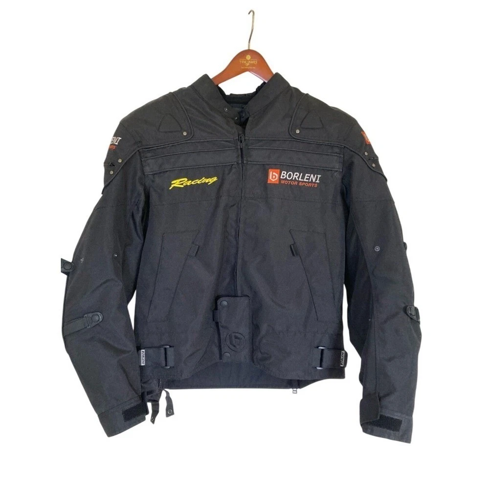 Borlini Motor Sports Motorcycle Racing Jacket Removable Liner Armor L Waterproof