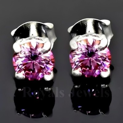 2.60 Ct Pink Diamond Stud Earrings 925 Silver � Gift for Her Sparkle Deal