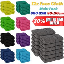 12X Luxury Face Cloth Towels 100% Egyptian Cotton Super Soft Flannels Washcloths
