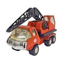Tonka Orange Pressed Steel Crane Truck Toy 1970s Construction Vehicle Unboxed.