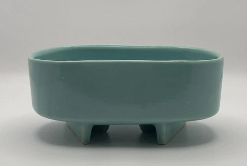 Vintage Mid-Century McCoy USA Turquoise Retro Design Pottery Planter