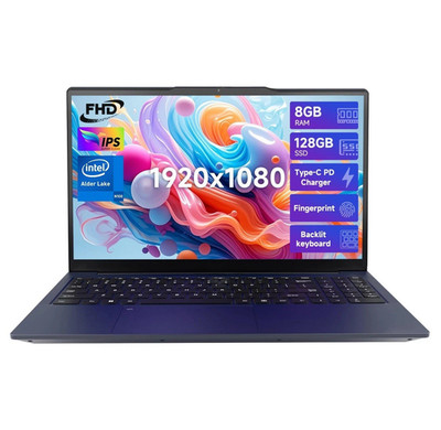 Nimo 15.6'' IPS Laptop Intel Alder Lake N100 8GB RAM 128GB SSD Blue Fingerprint