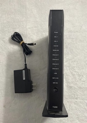 Actiontec Kinetic Windstream WiFi 6 DSL Modem Router, Part# T3280, 12V 2A, Black