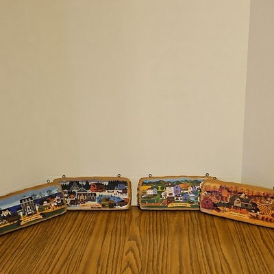 The Bradford Exchange Charles Wysocki Hometown Welcome 4pc Wood Hanging Plaques